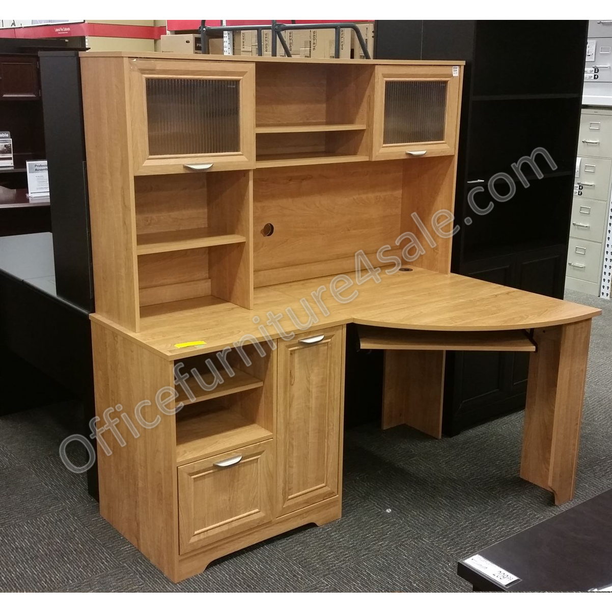 Realspace Outlet Magellan Collection Corner Desk Honey Maple