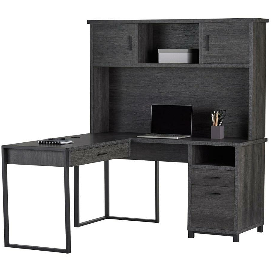 Realspace Outlet Dejori 59 W L Shaped Desk With Hutch Charcoal