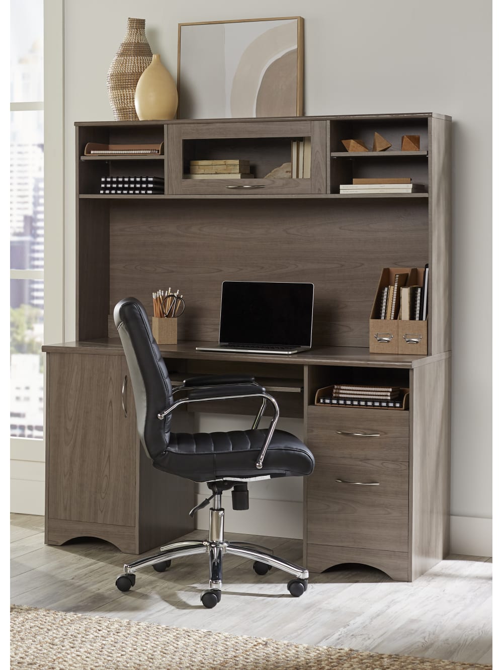 Realspace Outlet Pelingo 56"W Desk With Hutch, Gray ...