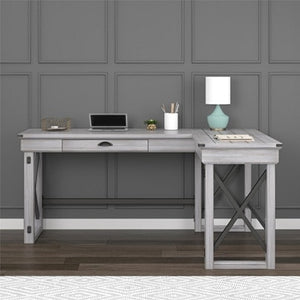 Ameriwood Home Wildwood L Shaped Desk With Lift Top Distressed