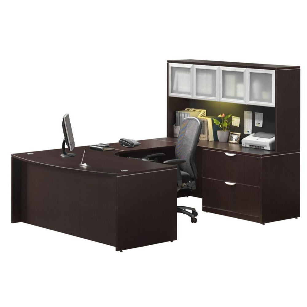 Empresario Executive Bow Front U-Shaped Desk with Lateral File and Gla – Office  Furniture 4 Sale