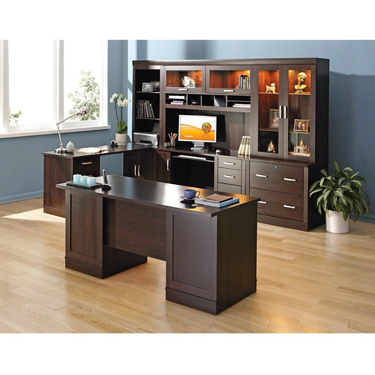 Sauder Outlet Office Port Executive Desk Dark Alder Office