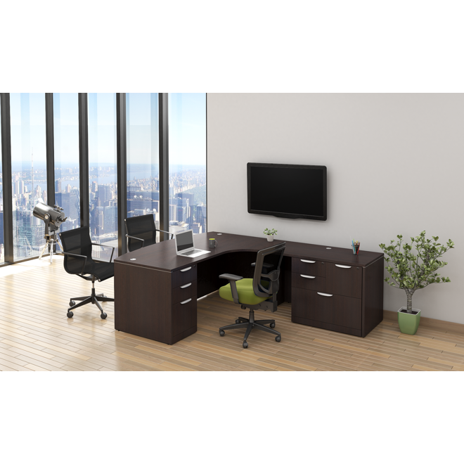 Empresario Executive Bow Front L Shaped Desk With Mixed File And