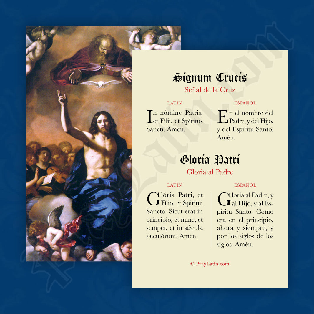 Señal de la Cruz y Gloria al Padre en latín y español - Estampas de oración  –  LLC