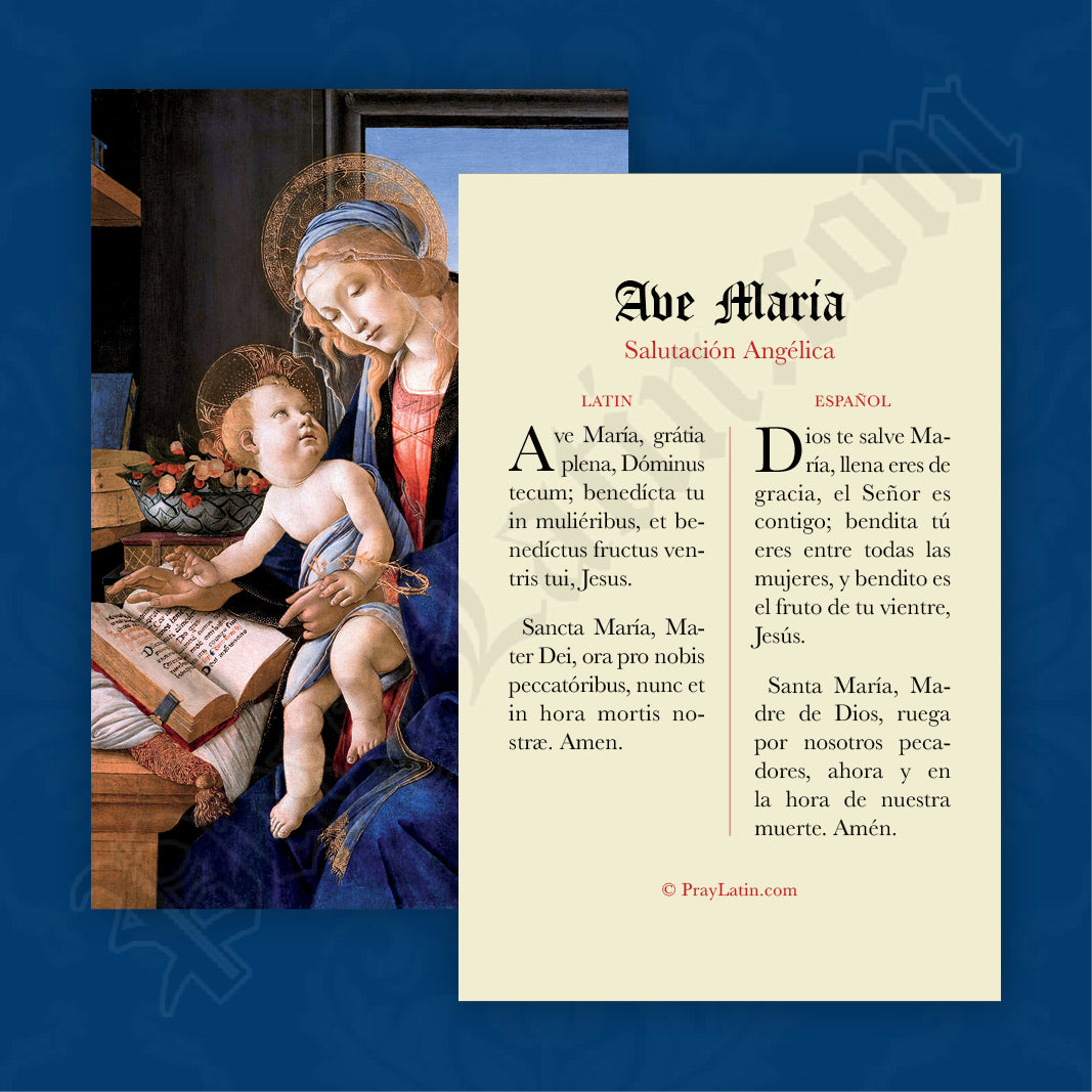 Ave María en latín y español - Estampas de oración –  LLC
