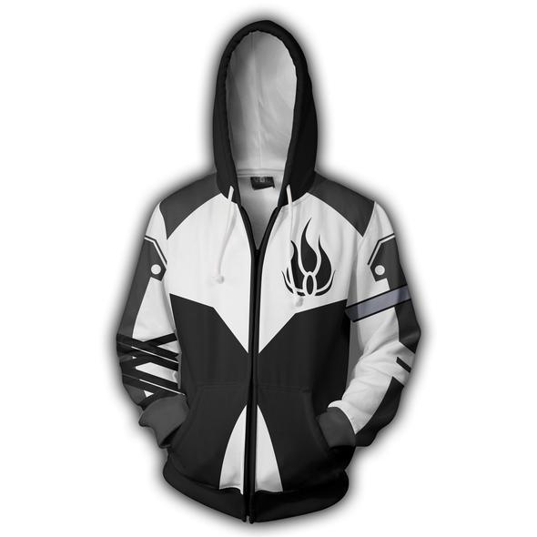 black white and grey hoodie