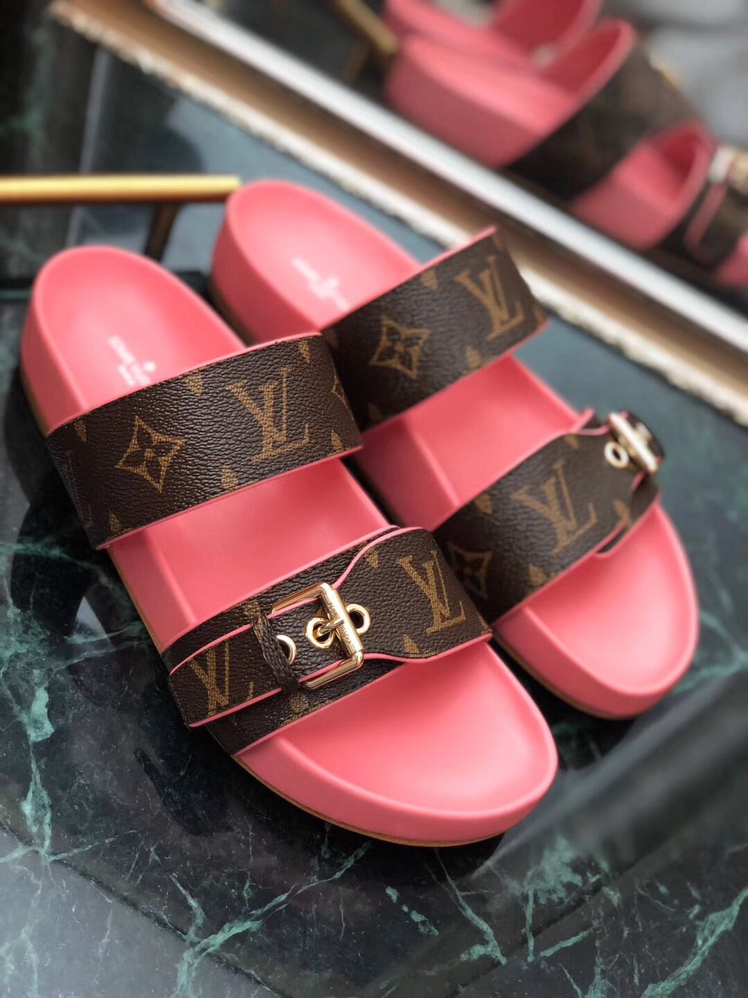 lv sandals pink
