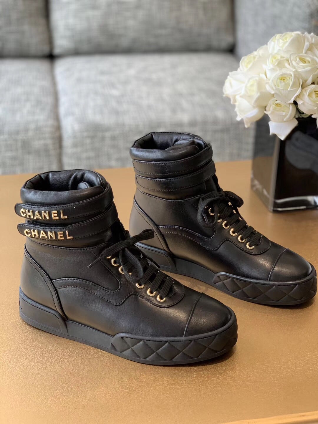 chanel sneaker boots