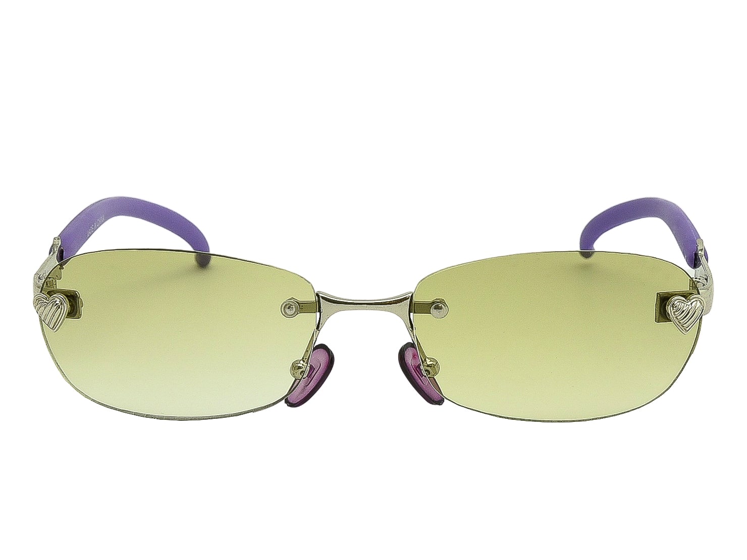 "Lizzie" Neon Green Y2K Rimless Sunglasses - Brillies product image