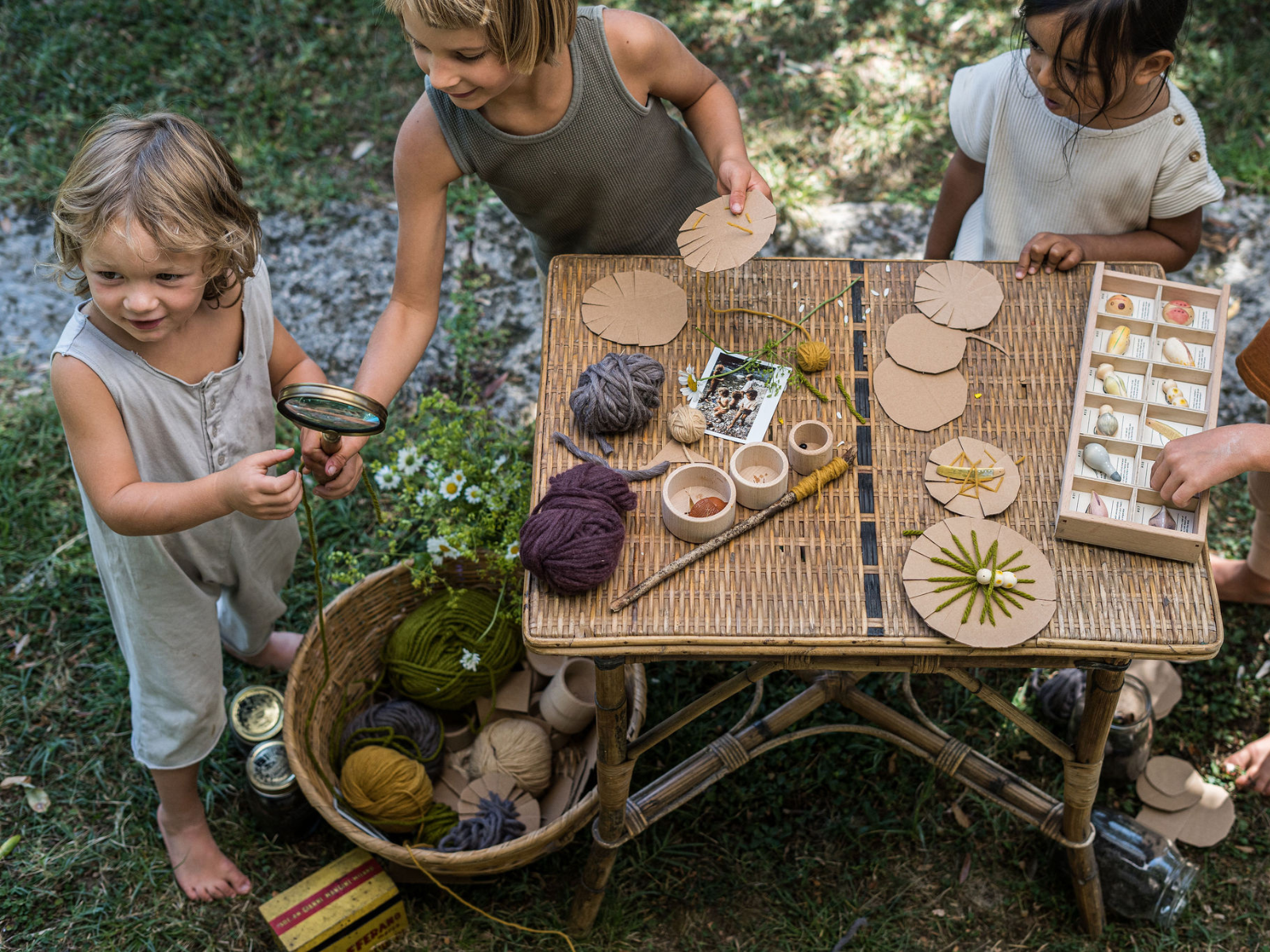 Children playing outside in nature