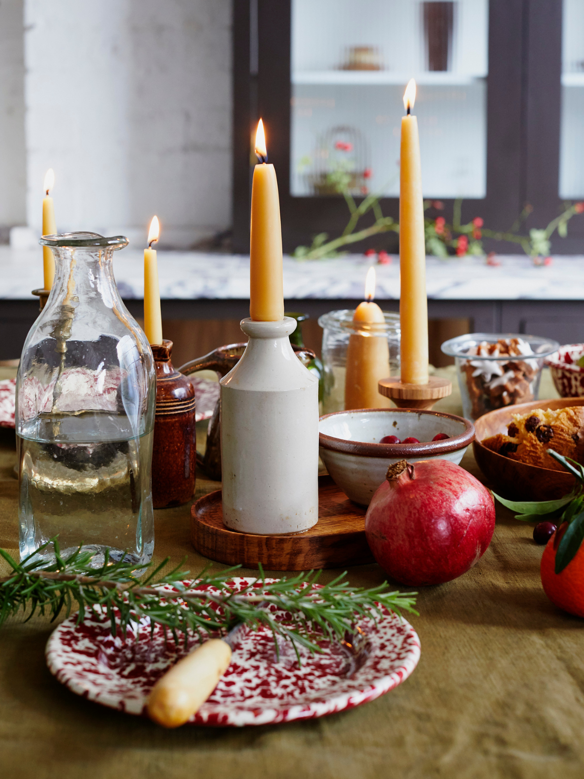 A Christmas table place setting