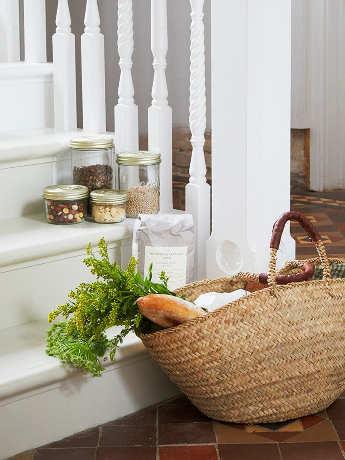 A shopping basket filled with vegetables