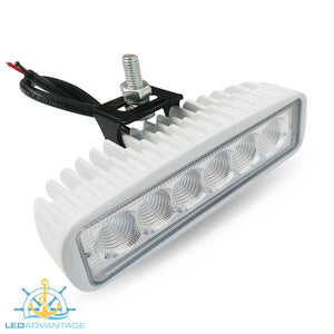 12v~24v 18 Watt SeaOrk LED FlyBridgeSpreader Flood Light (White Housing)