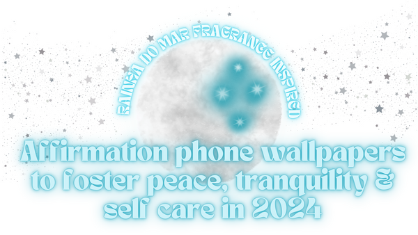 Beladoce affirmation wallpapers to foster peace, tranquility, and self care in the new year. Image description: airbrushed full moon with teal and gray small sparkles and stars surrounding it