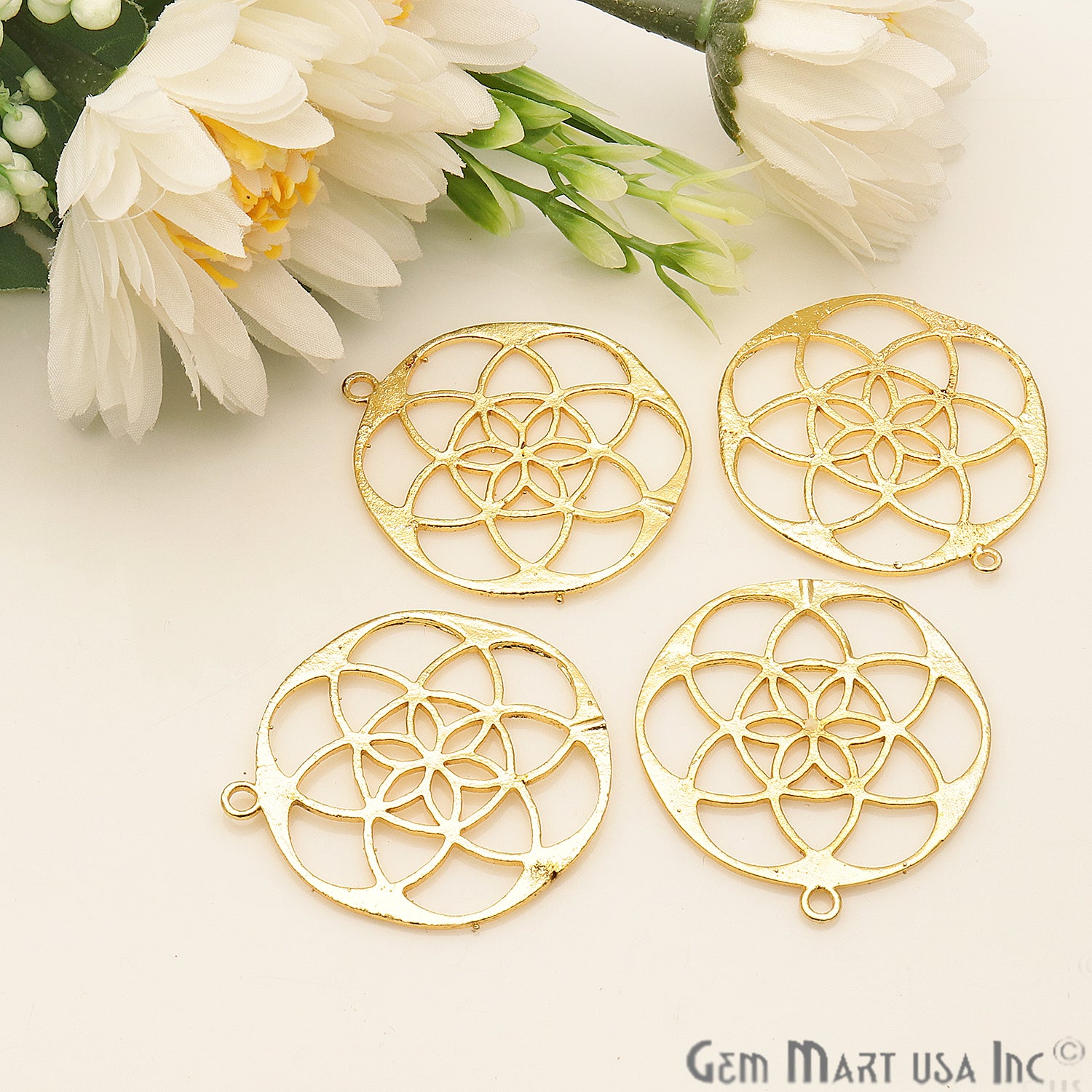 Download Mandala Shape Finding 40x36mm Gold Plated Chandelier Jewelry Charm