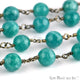 Turquise Green Jade Faceted Beads 8mm Oxidized Wire Wrapped Rosary Chain
