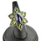 Victorian Estate Ring, 20.25cts Natural Sapphire with Emerald 0.65cts of Diamond as Accent Stone (DR-12001) - GemMartUSA