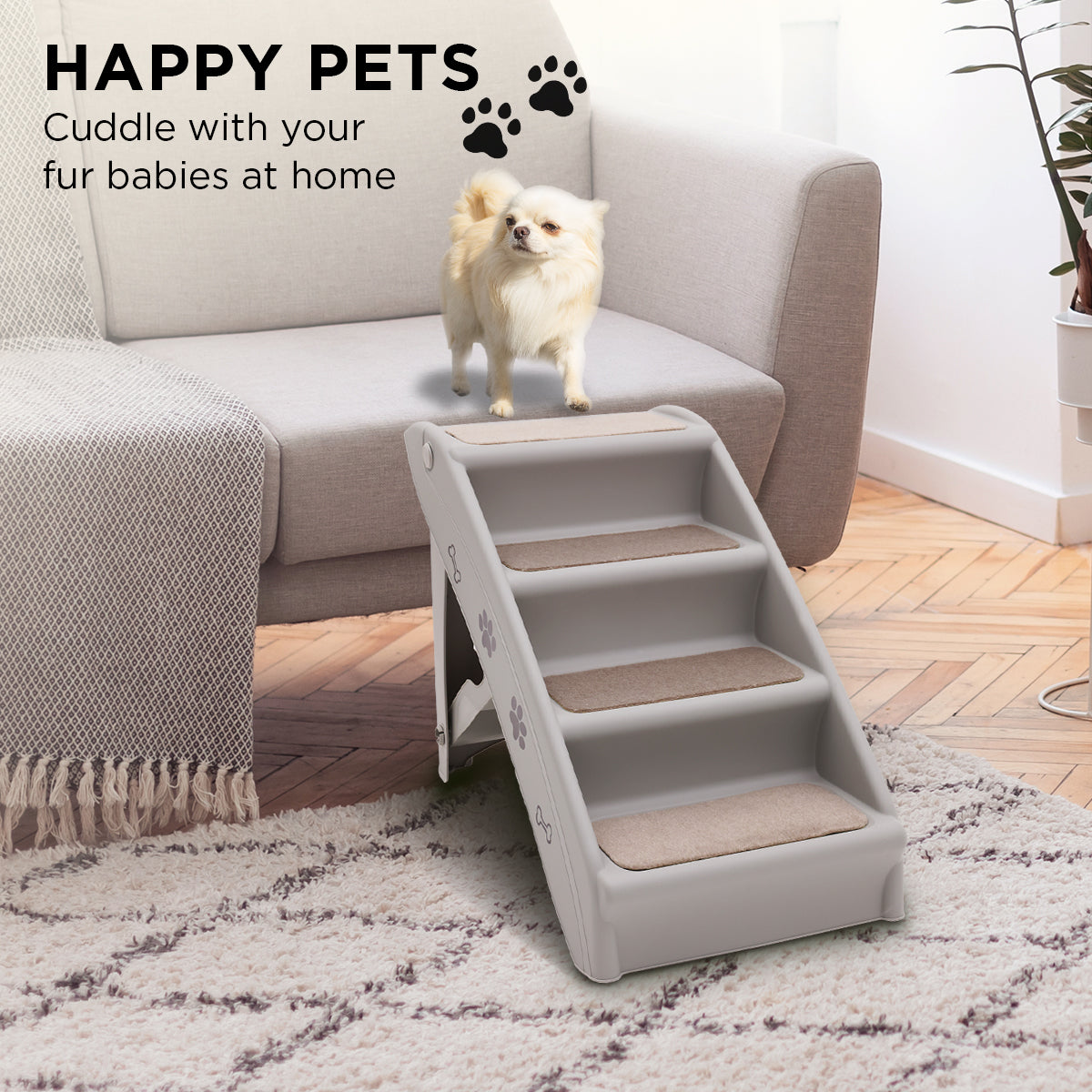 Furtastic 50cm Foldable Pet Step Ladder Stairs (Grey) - Image 10