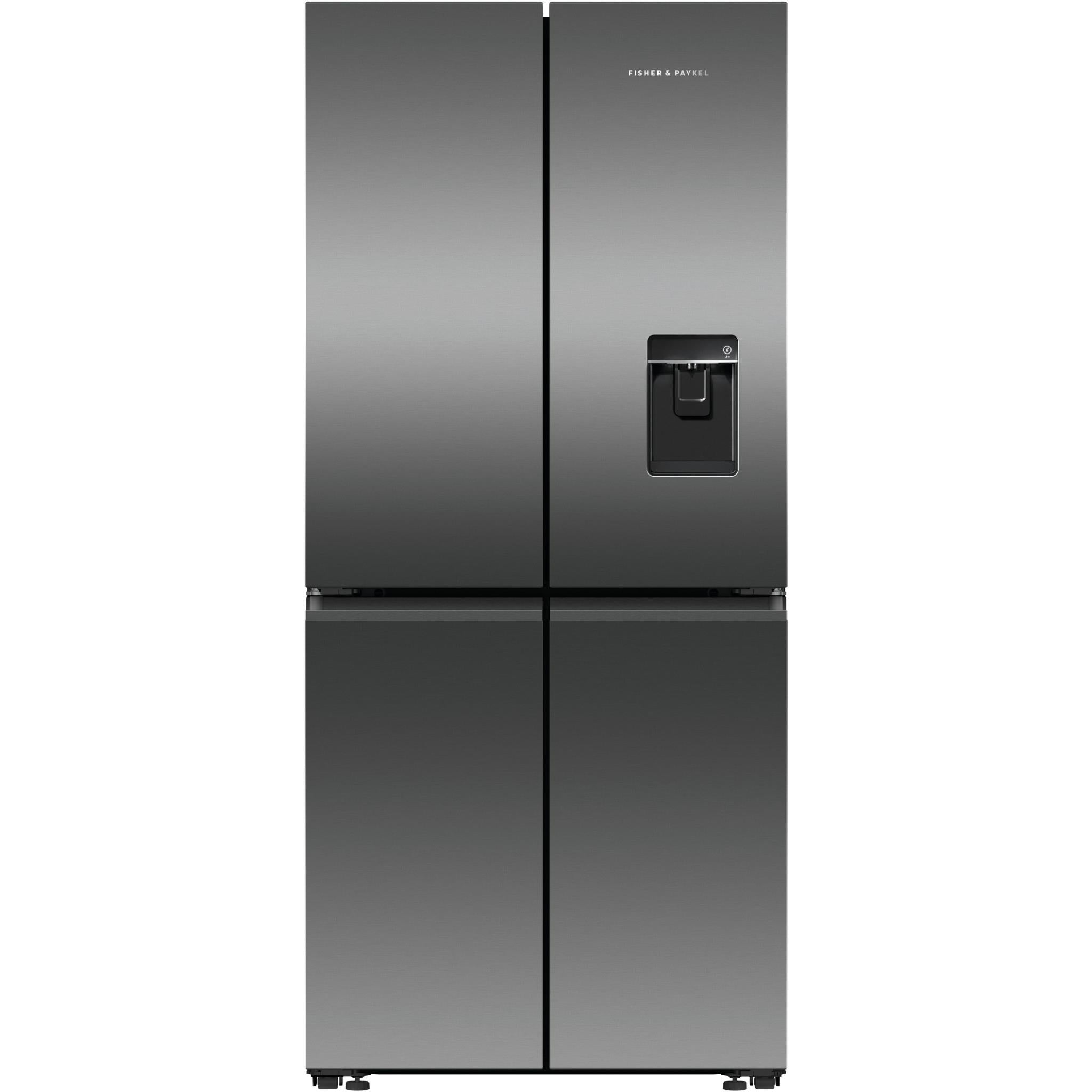 fisher & paykel rf500qnub1 498l quad door ice & water fridge (black stainless steel)