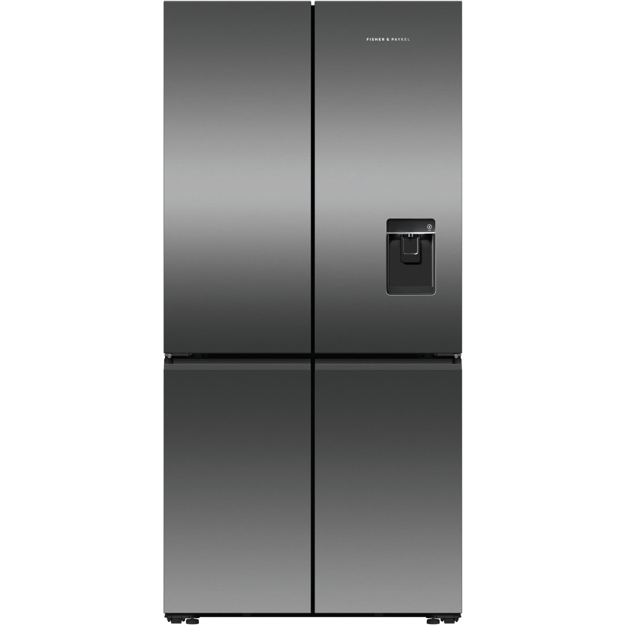 fisher & paykel rf730qnuvb1 690l quad door ice & water fridge (black stainless steel)