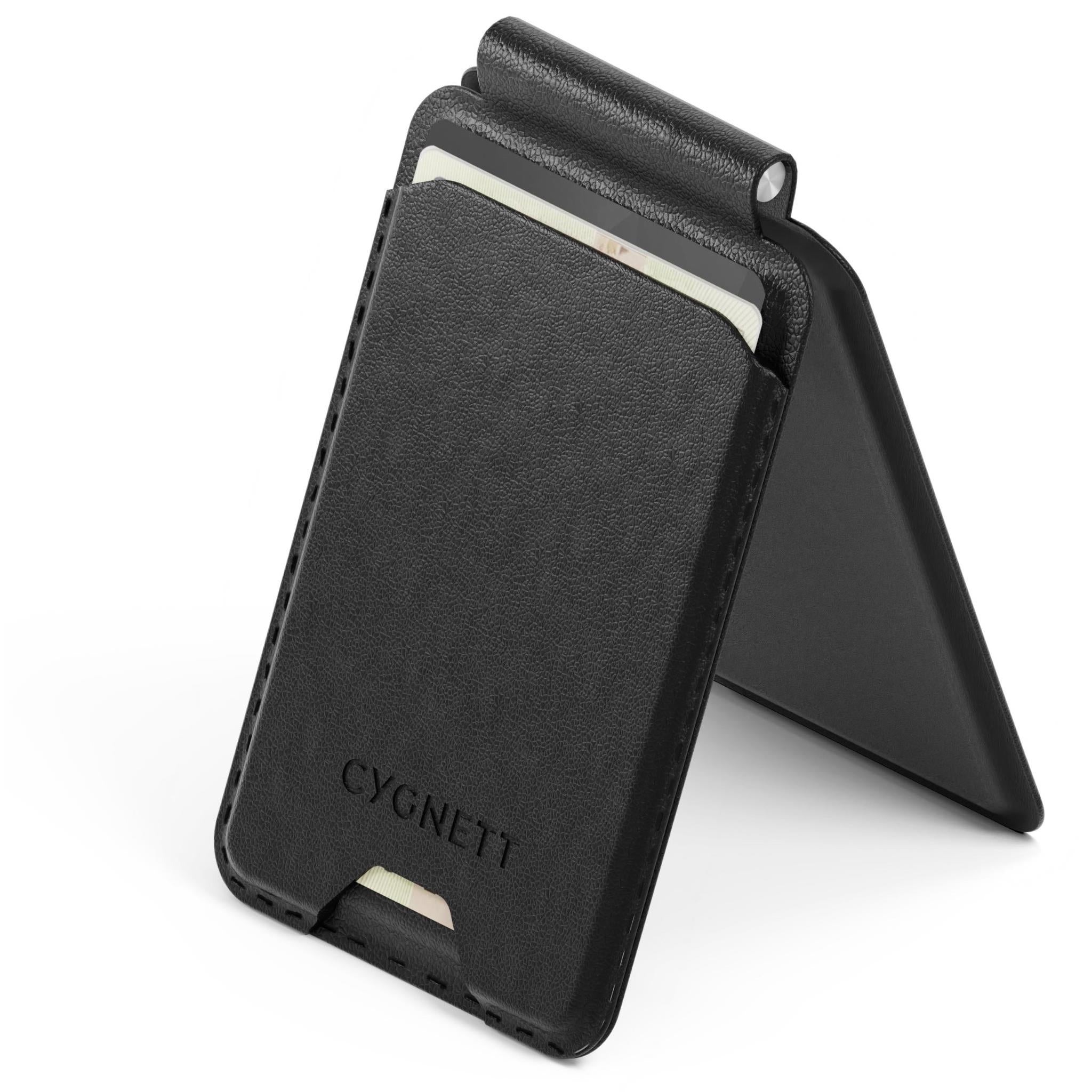 cygnett magfolio magnetic wallet with hinge stand (black)