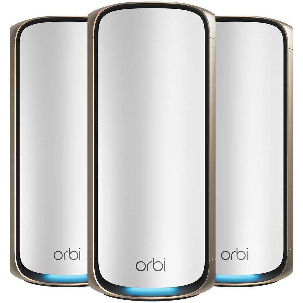 netgear orbi® be27000 quad-band mesh wifi 7 system [3 pack]