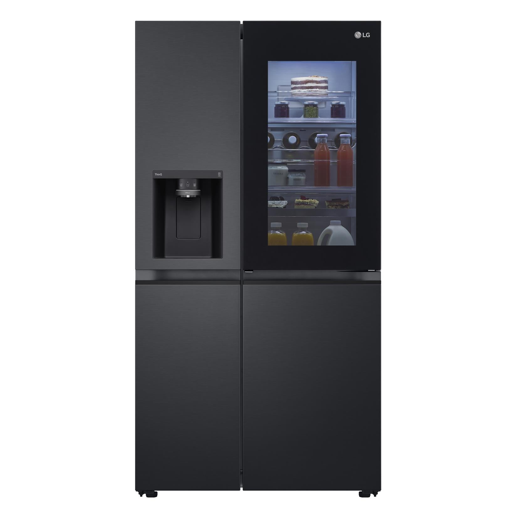 lg gs-v600mblc 635l instaview side by side fridge (matte black)