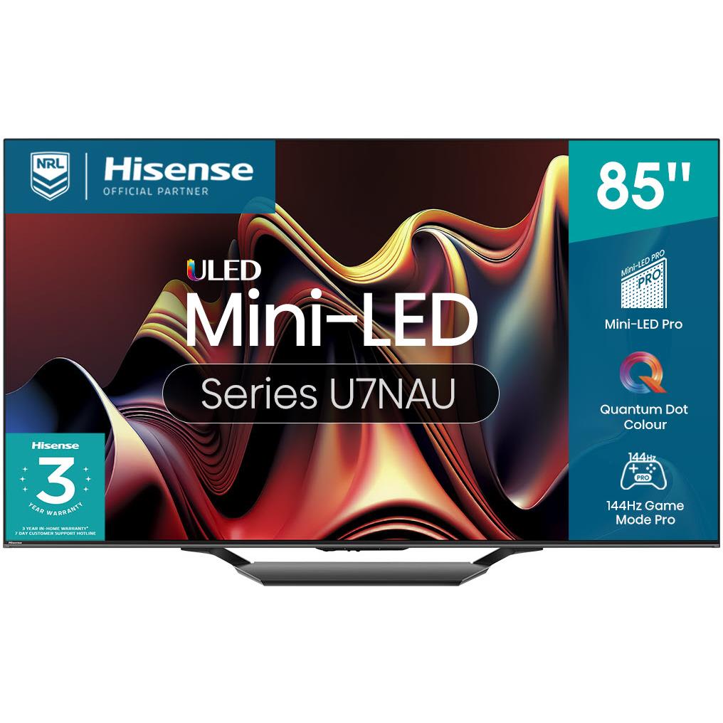 hisense 85" u7nau uled mini-led 4k smart tv [2024]