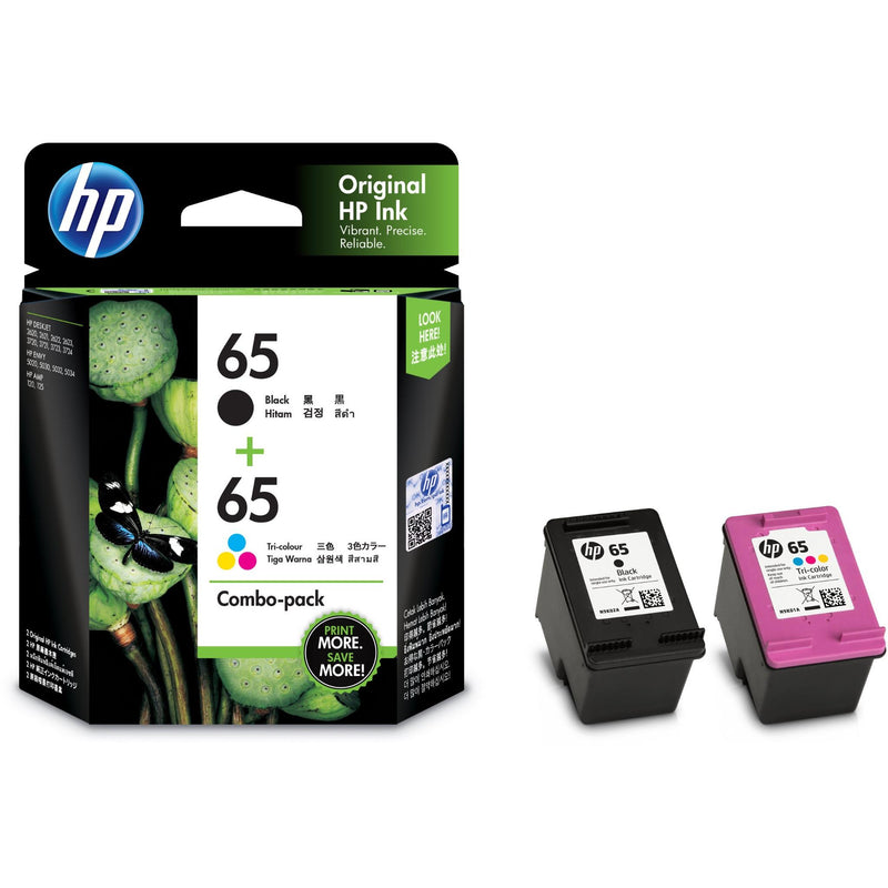 HP 65 Black/Tricolor Original Ink Cartridges Combo Pack