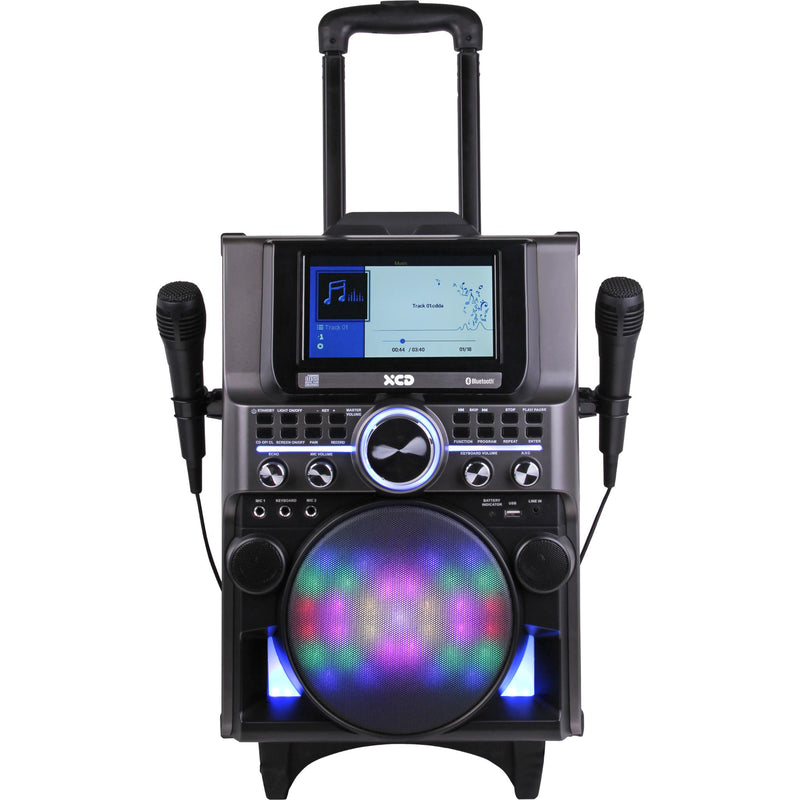 Portable Karaoke Machine CD+G System Bluetooth Party Speaker 2 Mics 7