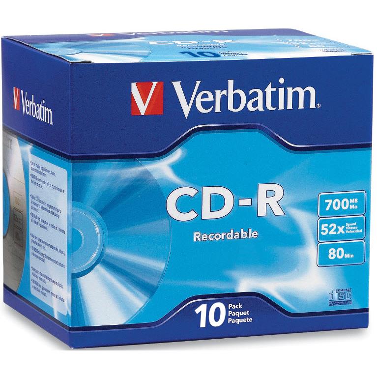 verbatim 41846 blank cd-r media (10-pack)