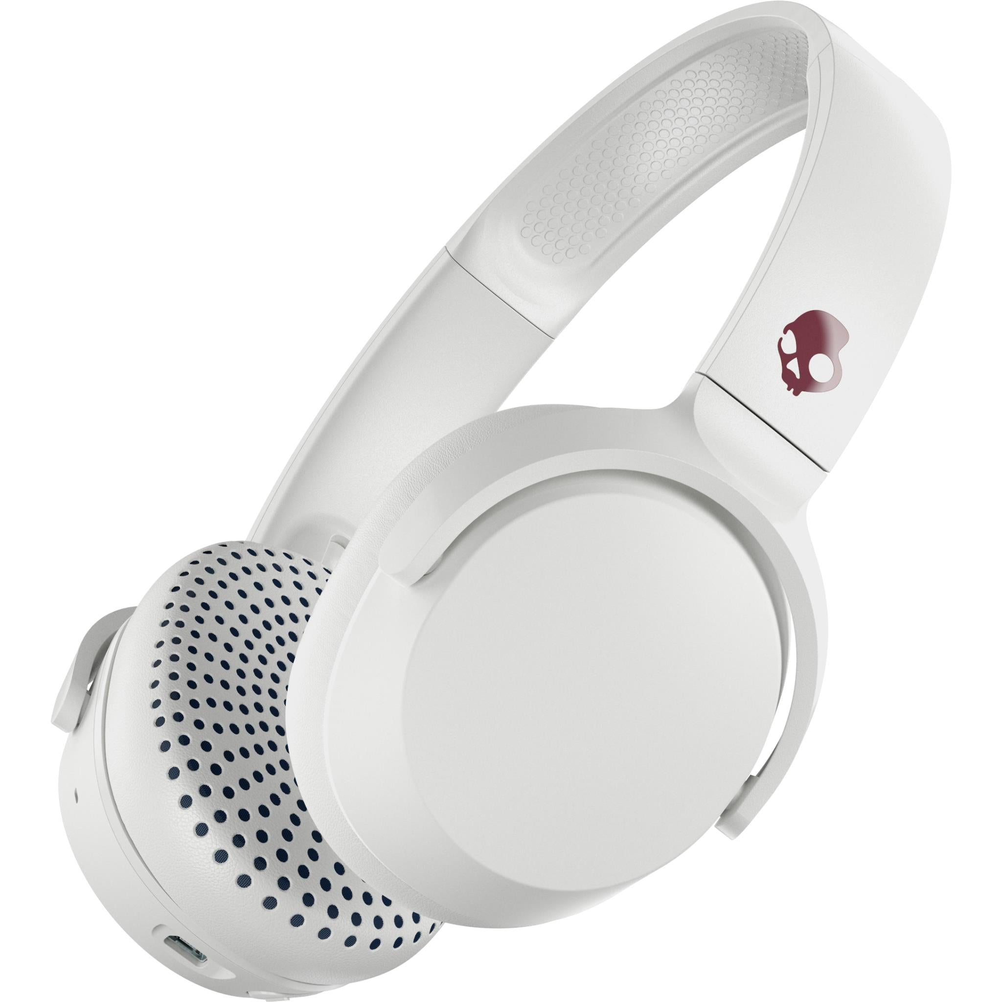 skullcandy riff on-ear wireless bluetooth headphones (white/crimson)