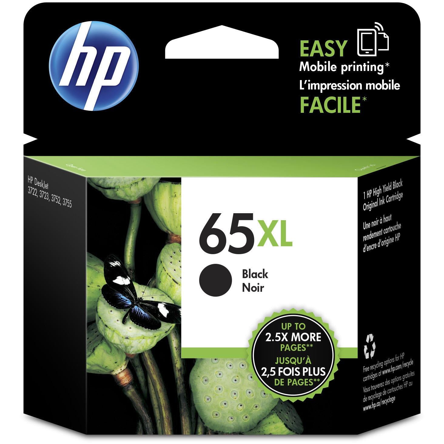 hp 65xl high yield original ink cartridge (black)