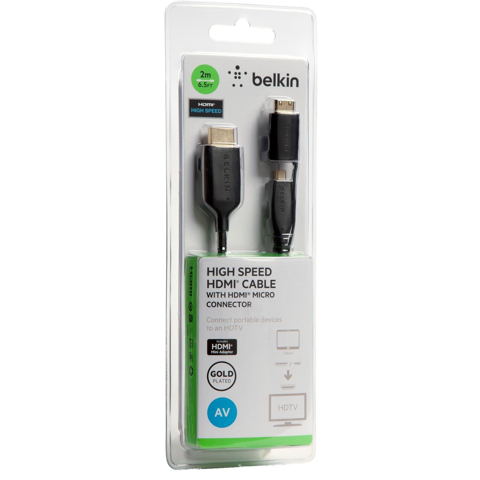 belkin essential high speed hdmi cable with micro adapter 4k 2m