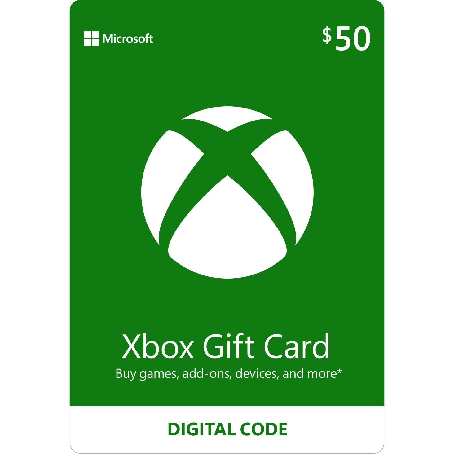 xbox $50 gift card (digital download)