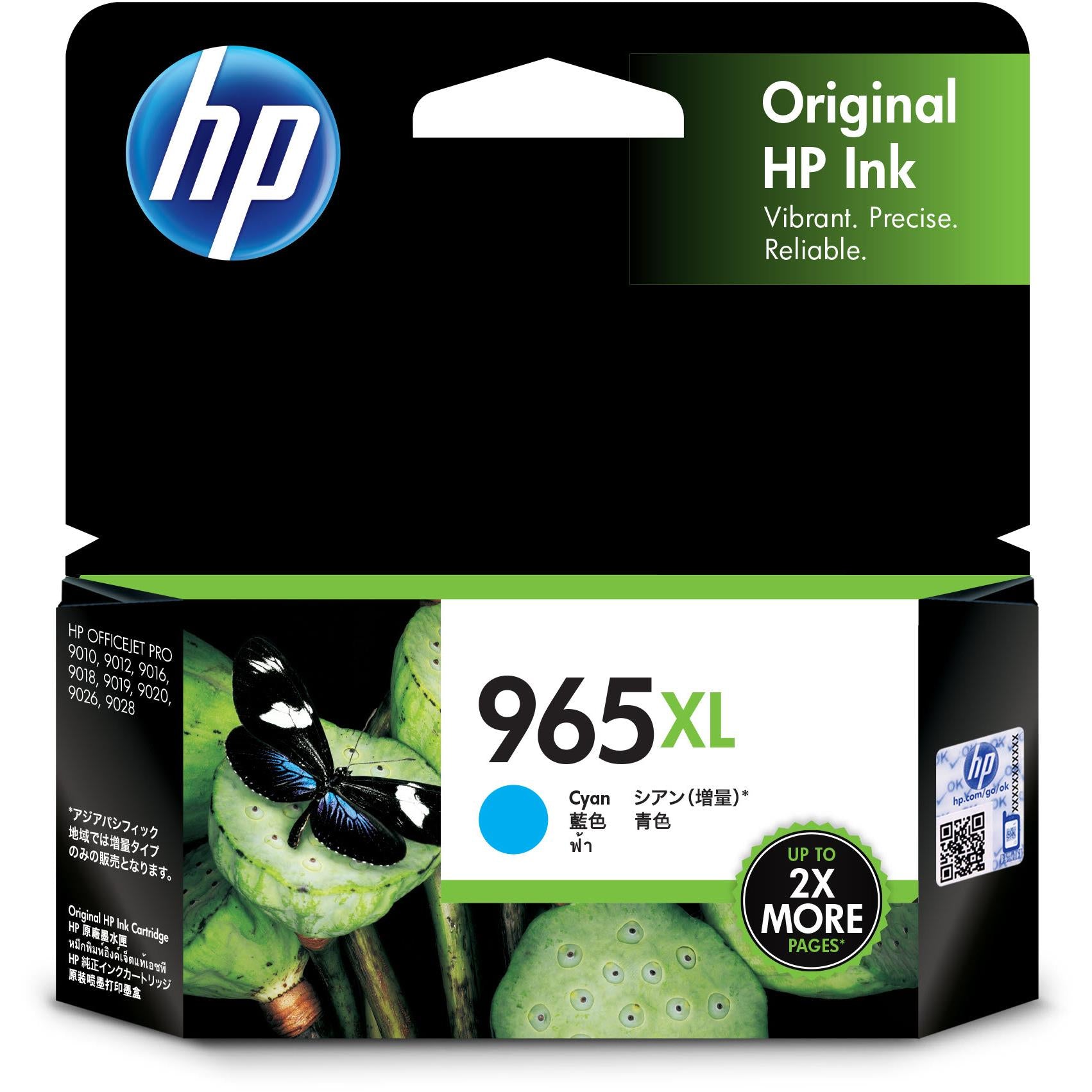 hp 965xl high yield original ink cartridge (cyan)