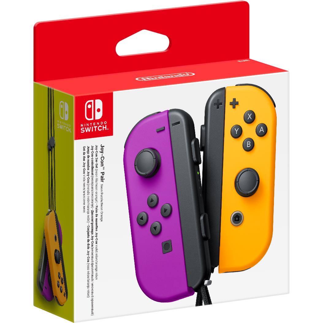 nintendo switch joy-con controller pair purple & neon orange