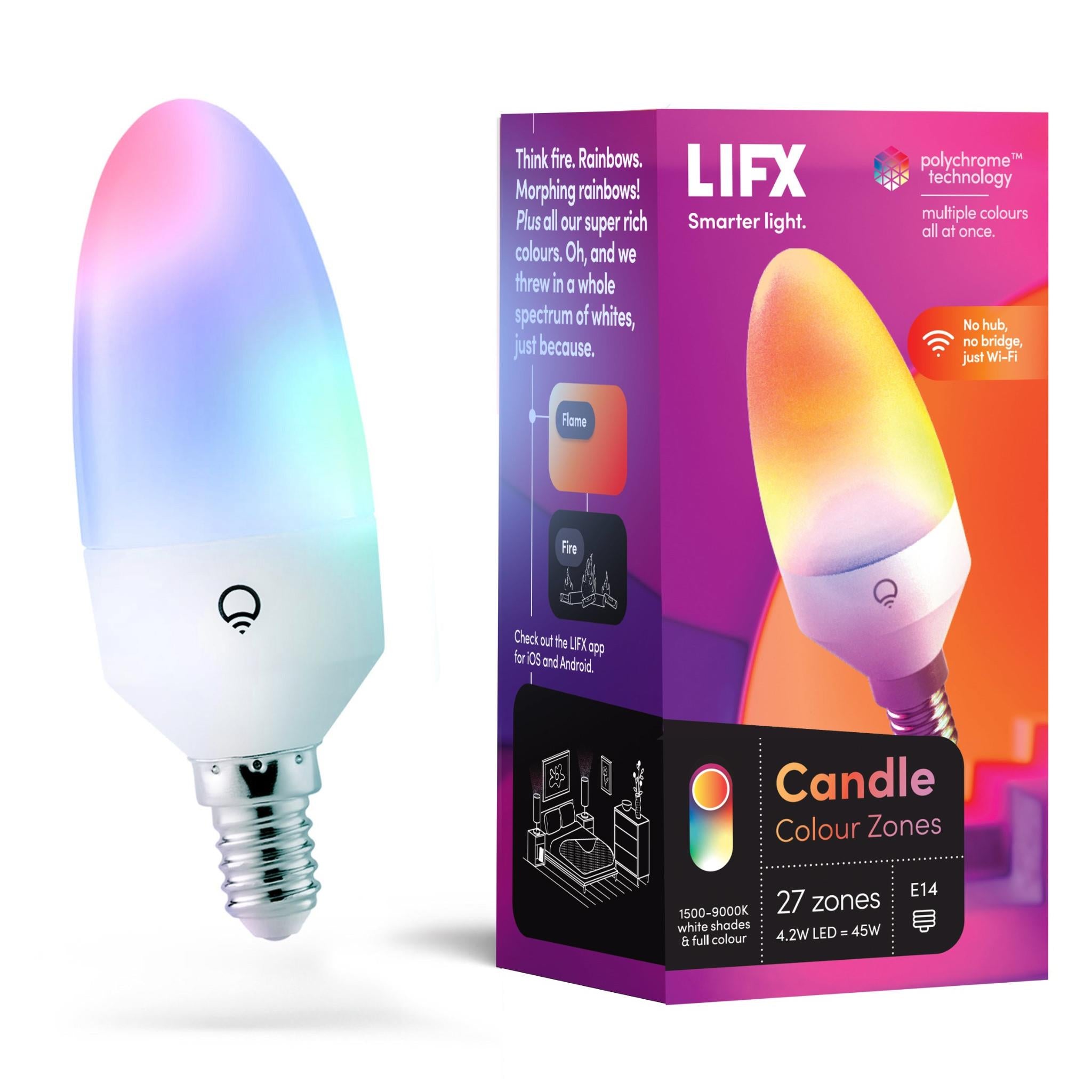 lifx candle colour e14 multi colour smart bulb