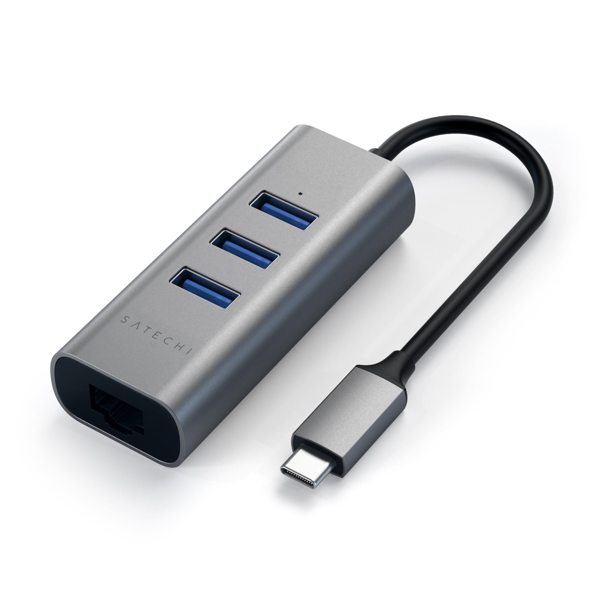 satechi usb-c 2-in-1 usb 3.0 3-port hub & ethernet