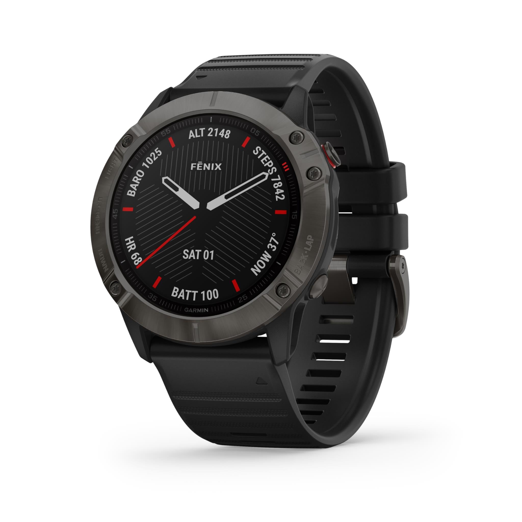garmin fenix 6x sapphire edition sports watch (carbon grey with black band)