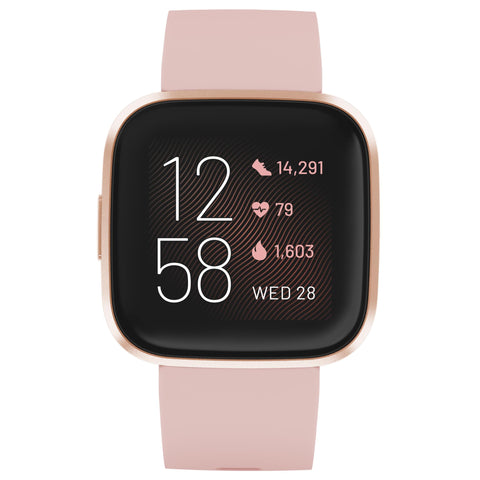 versa 2 copper rose aluminum pebble and charging cable