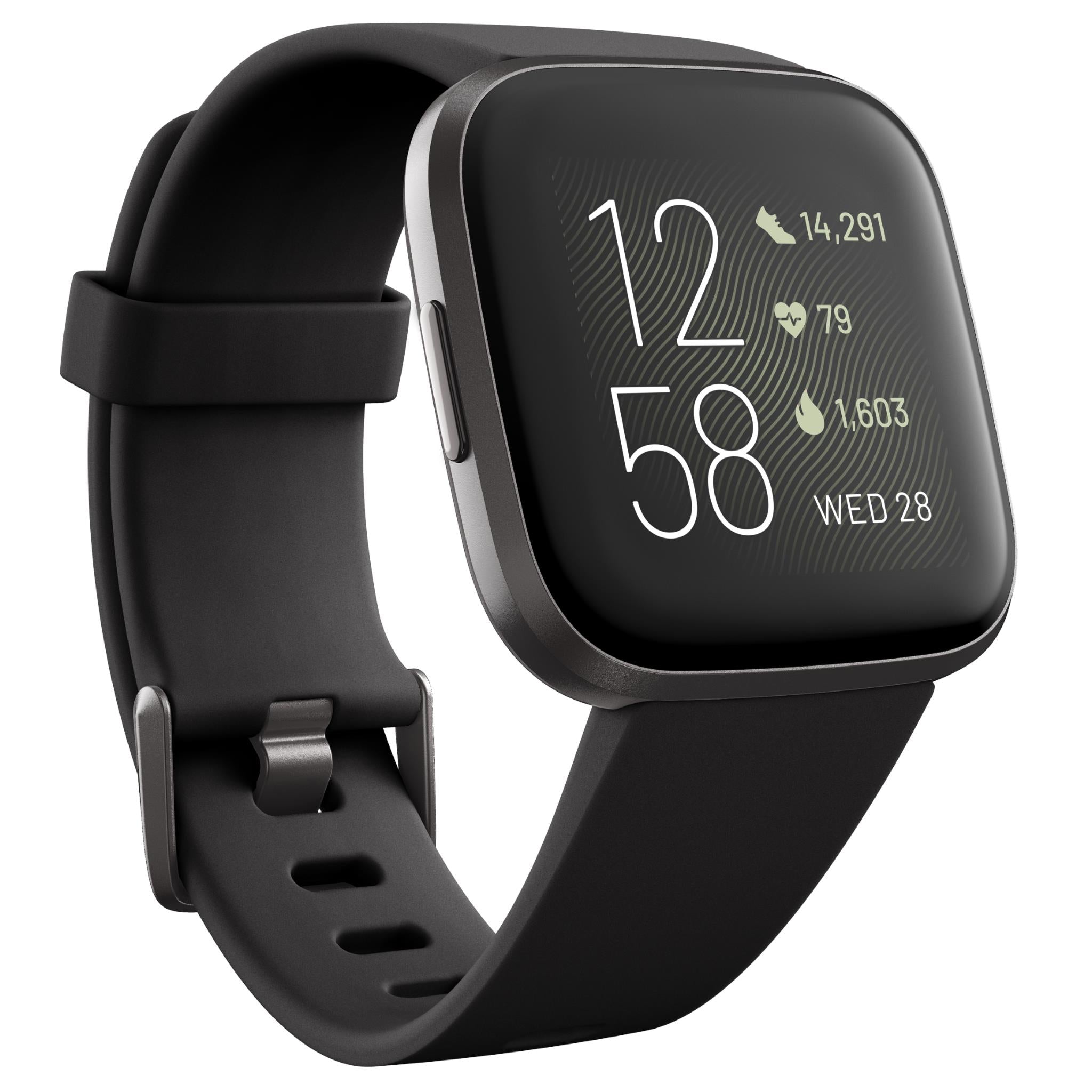 fitbit versa 2 smart fitness watch (black/carbon)