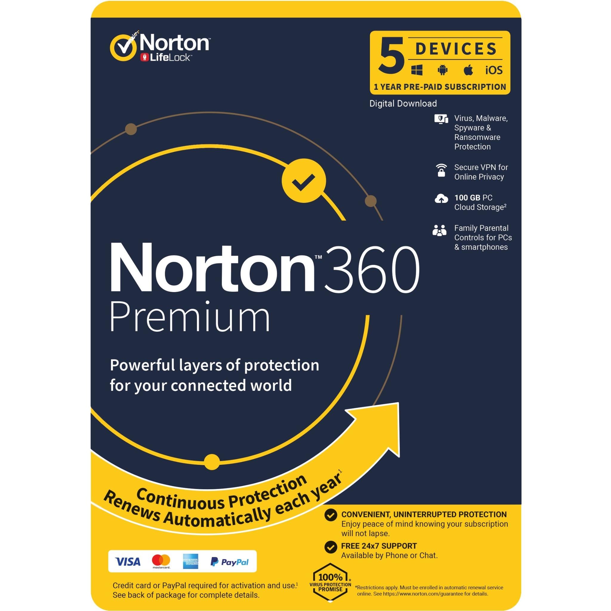 norton 360 premium (5-device, 12-month) [digital download]