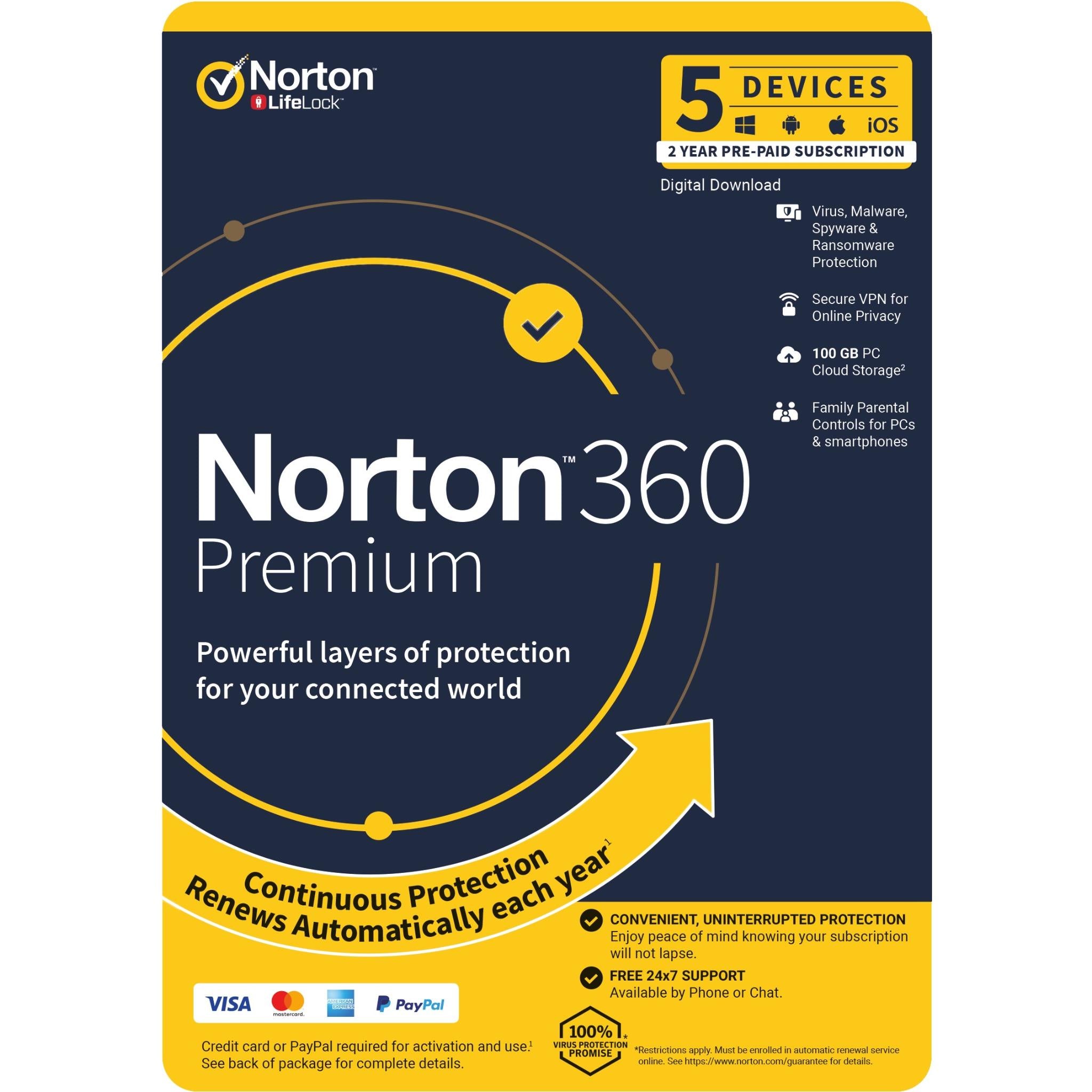 norton 360 premium (5-device, 24-month) [digital download]