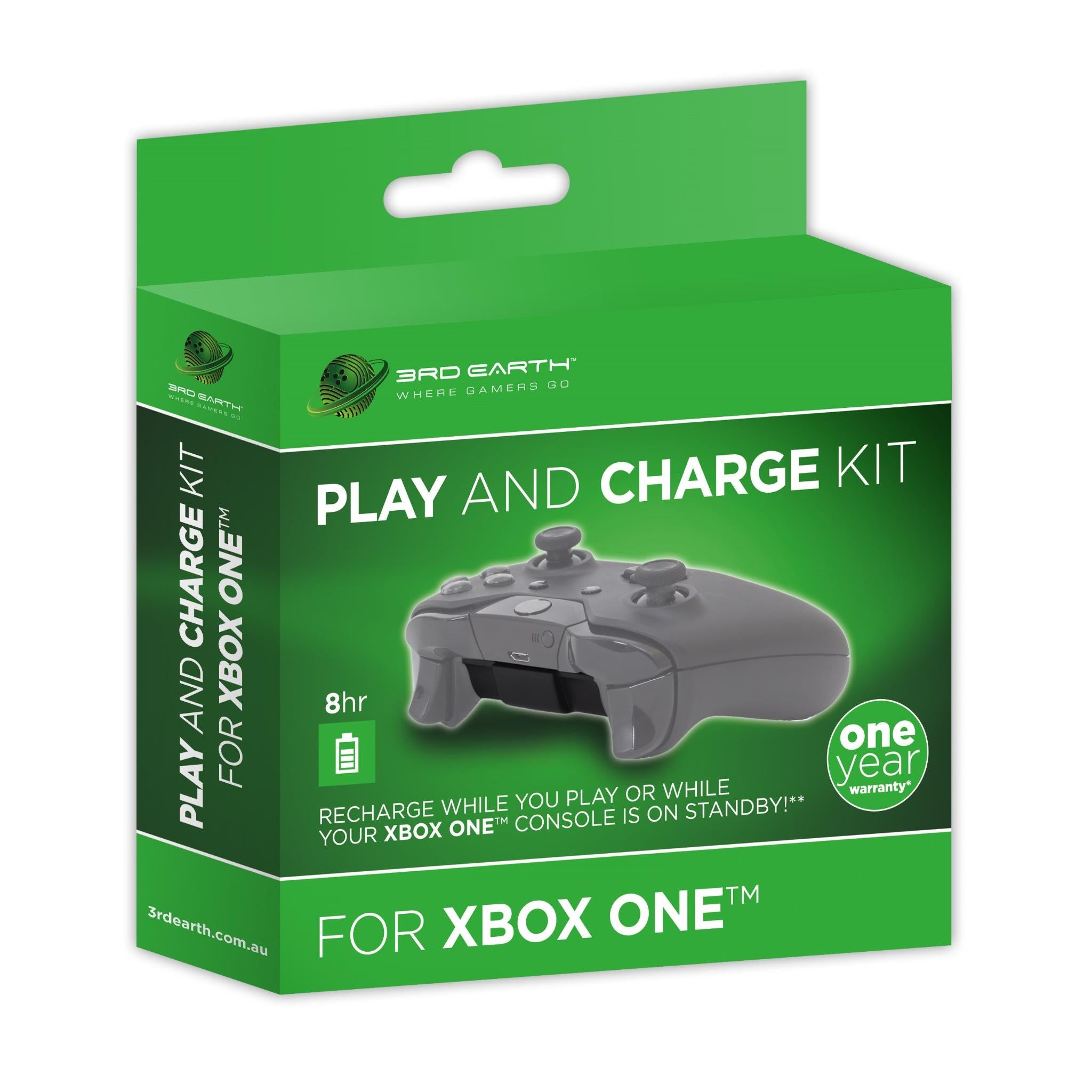 3rd earth play and charge kit with 3m usb cable for xbox one