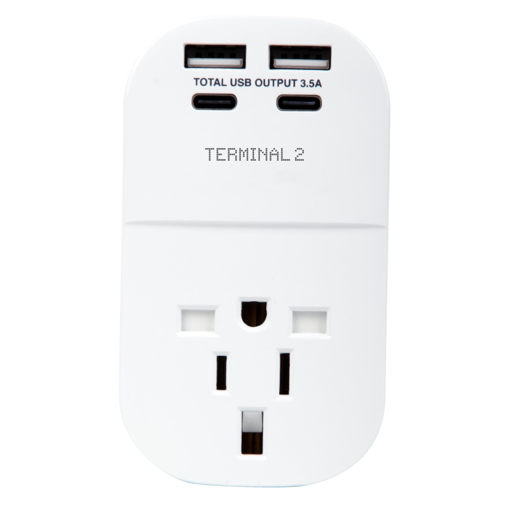 terminal 2 inbound travel adapter with 4 usb ports from usa, japan, uk, hong kong and more