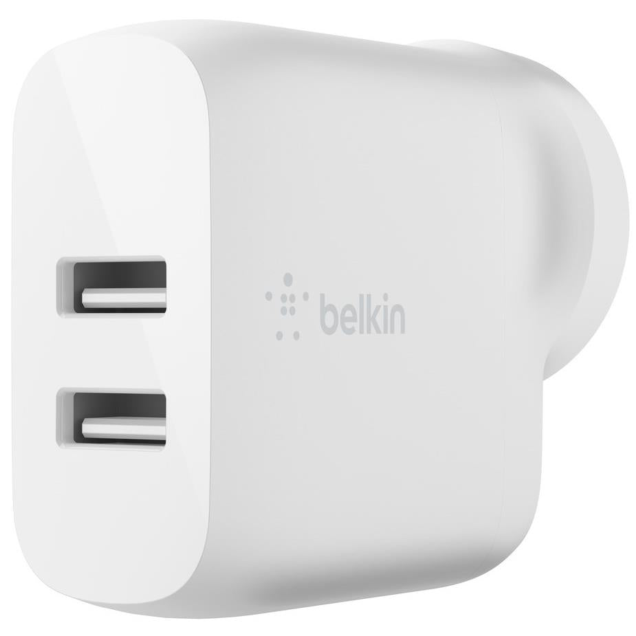 belkin boostup charge 24w dual usb-a wall charger (white)