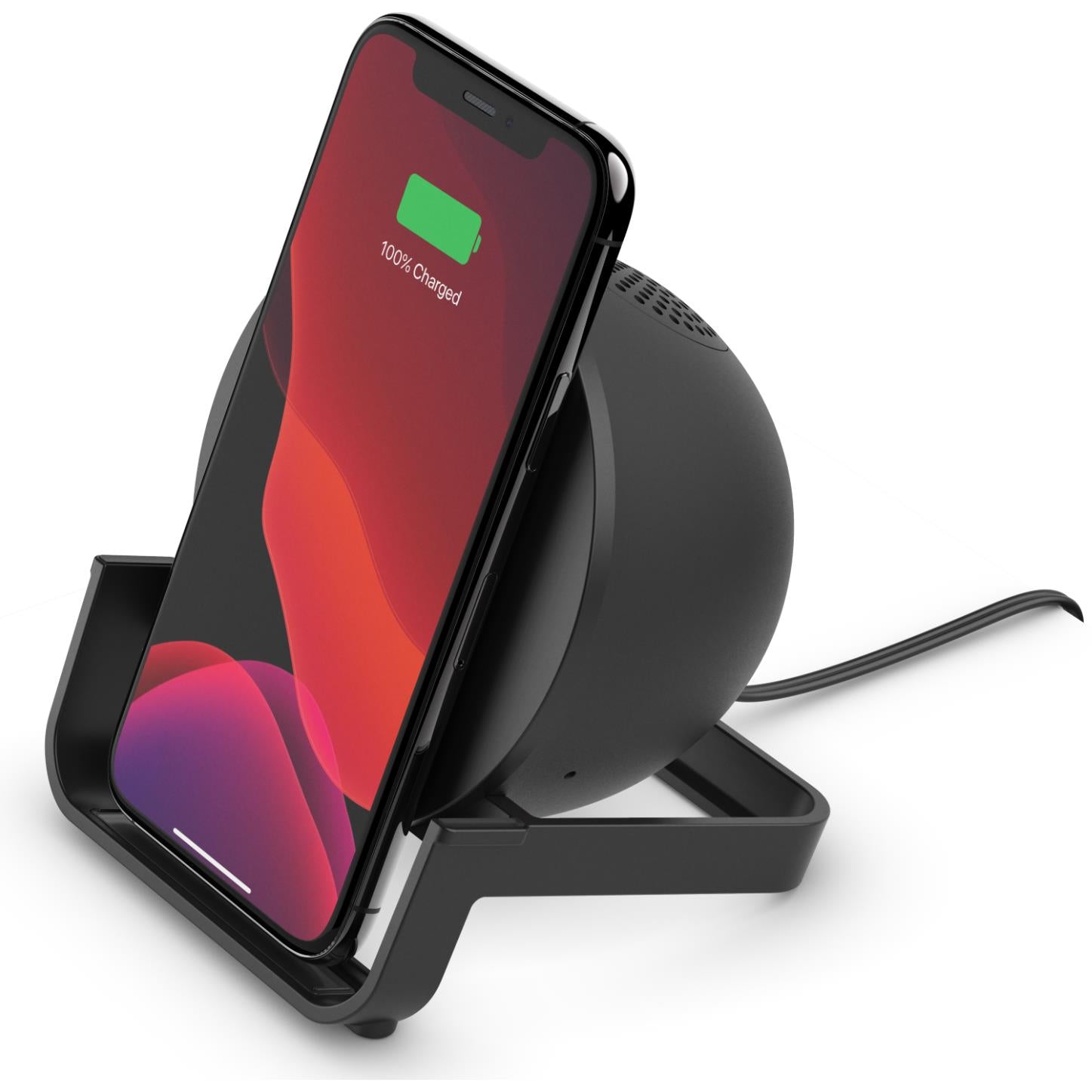 belkin boostup charge 10w wireless charging stand + speaker (black)