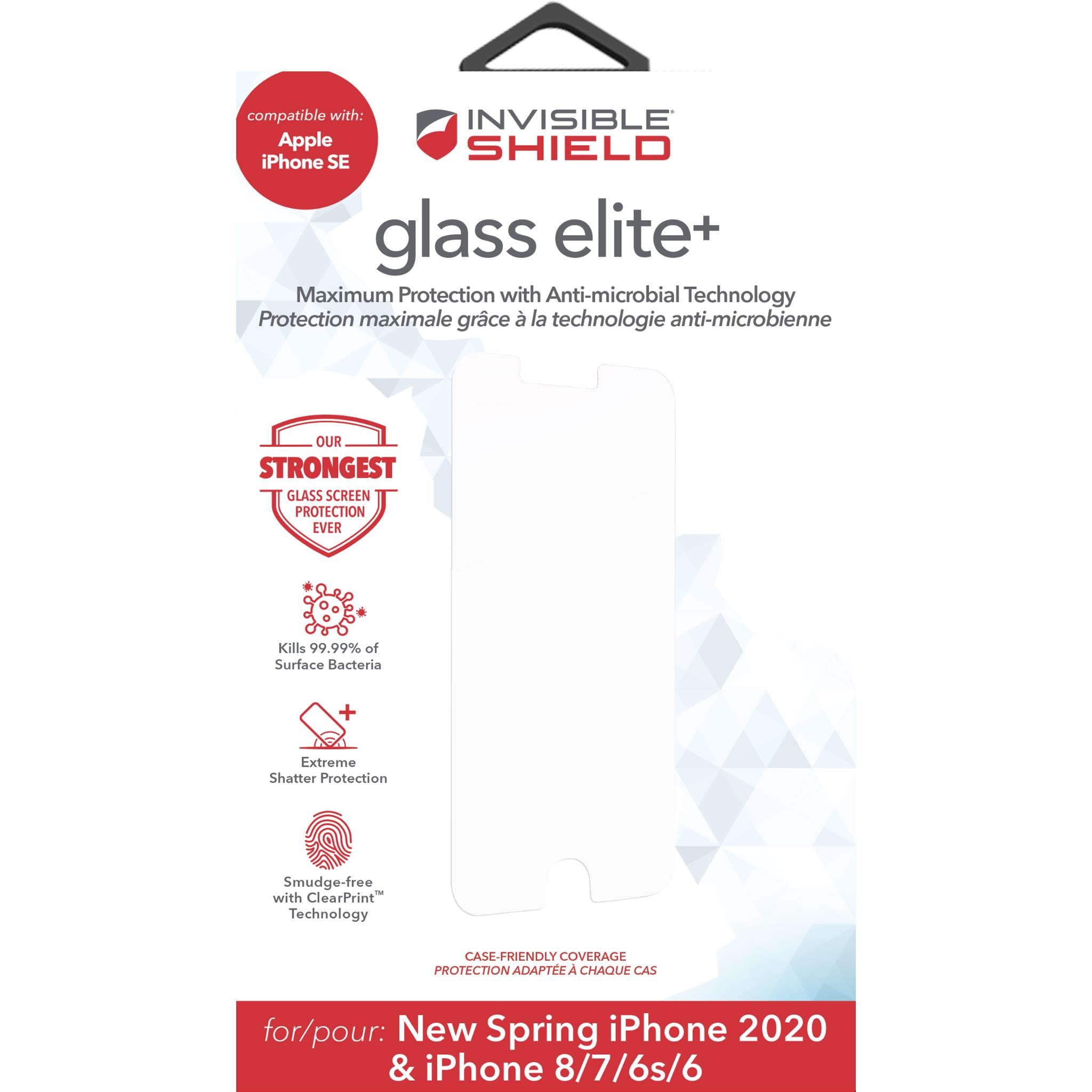 invisibleshield glasselite+ screen protector for iphone se/8/7/6s/6