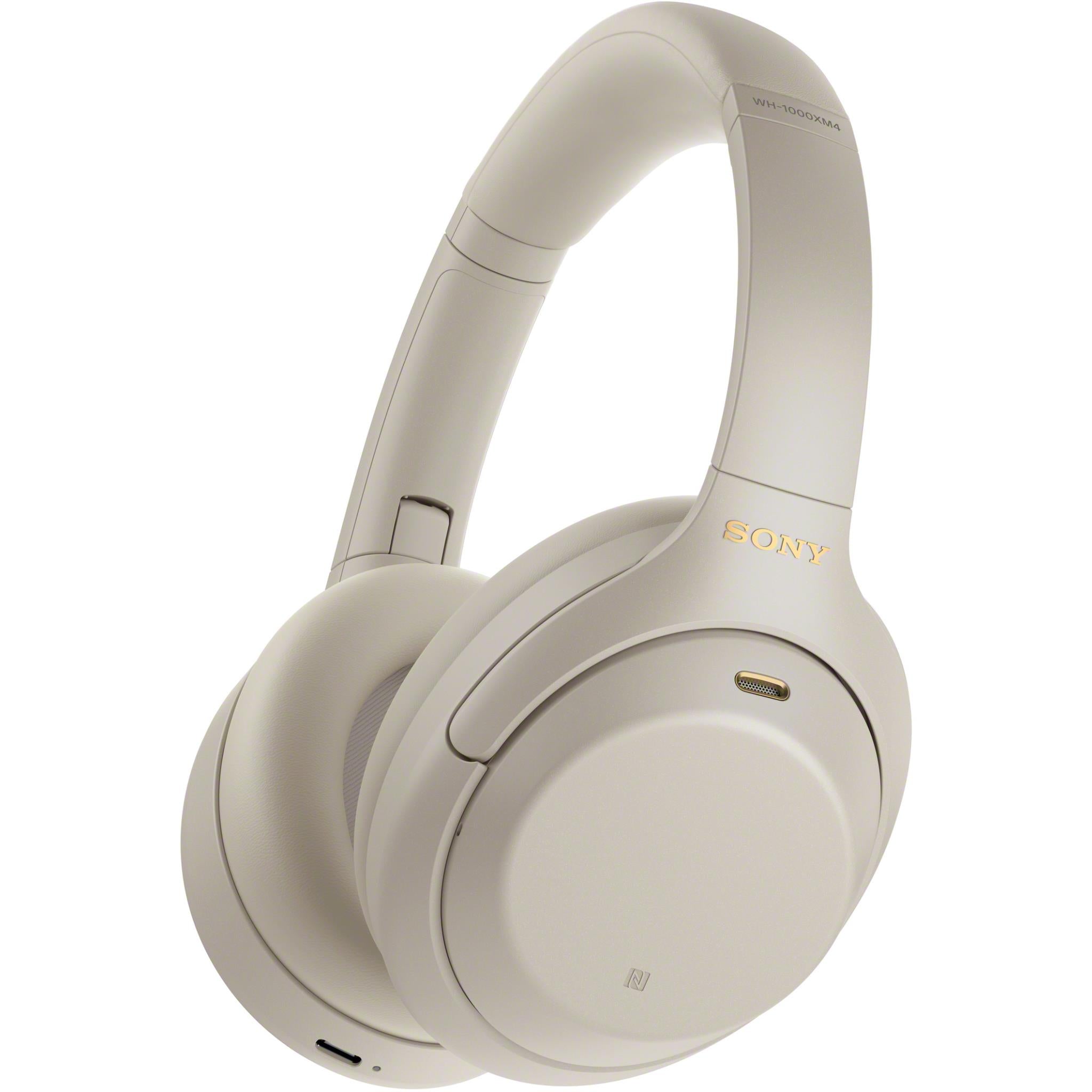 sony wh-1000xm4 wireless noise cancelling over-ear headphones (silver)